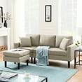 thumbnail image 1 of 3 PCS Sectional Sofa Set with Ottoman, L-Shaped Sectional Couch with Reversible Chaise and 2 Pillows, Modern Upholstered Corner Sofa Set with Solid Wood Legs for Living Room Apartment, Beige, 1 of 7