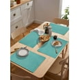 thumbnail image 6 of Placemats Set of 6, Vintage Teal Green Woven Placemat, Linen Place Mats for Kitchen/Dining Tables, Farmhouse Retro Solid Color Linen Texture Washable Table Mats for Party, 6 of 8