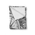 thumbnail image 2 of Nautical Soft Flannel Fleece Throw Blanket, Wind Rose Surrounded by Ornate Floral Arrangement Pattern Destination Graphic, Cozy Plush for Indoor and Outdoor Use, 50" x 60", Black White, by Ambesonne, 2 of 6