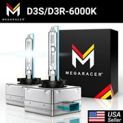Mega Racer D3S HID Headlight Bulb Xenon High Low Beam OEM Replacement 2 PACK - 6000K Diamond White, 12V 35W 8000 Lumens