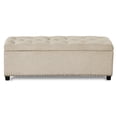 thumbnail image 5 of 24/7 Shop At Home Olive 48 inch Wide Rectangle Lift Top Storage Ottomans in Upholstered Natural Tufted Linen-Like Fabric Large Storage Bench for Bedroom Ottoman Foot Rest, 5 of 5