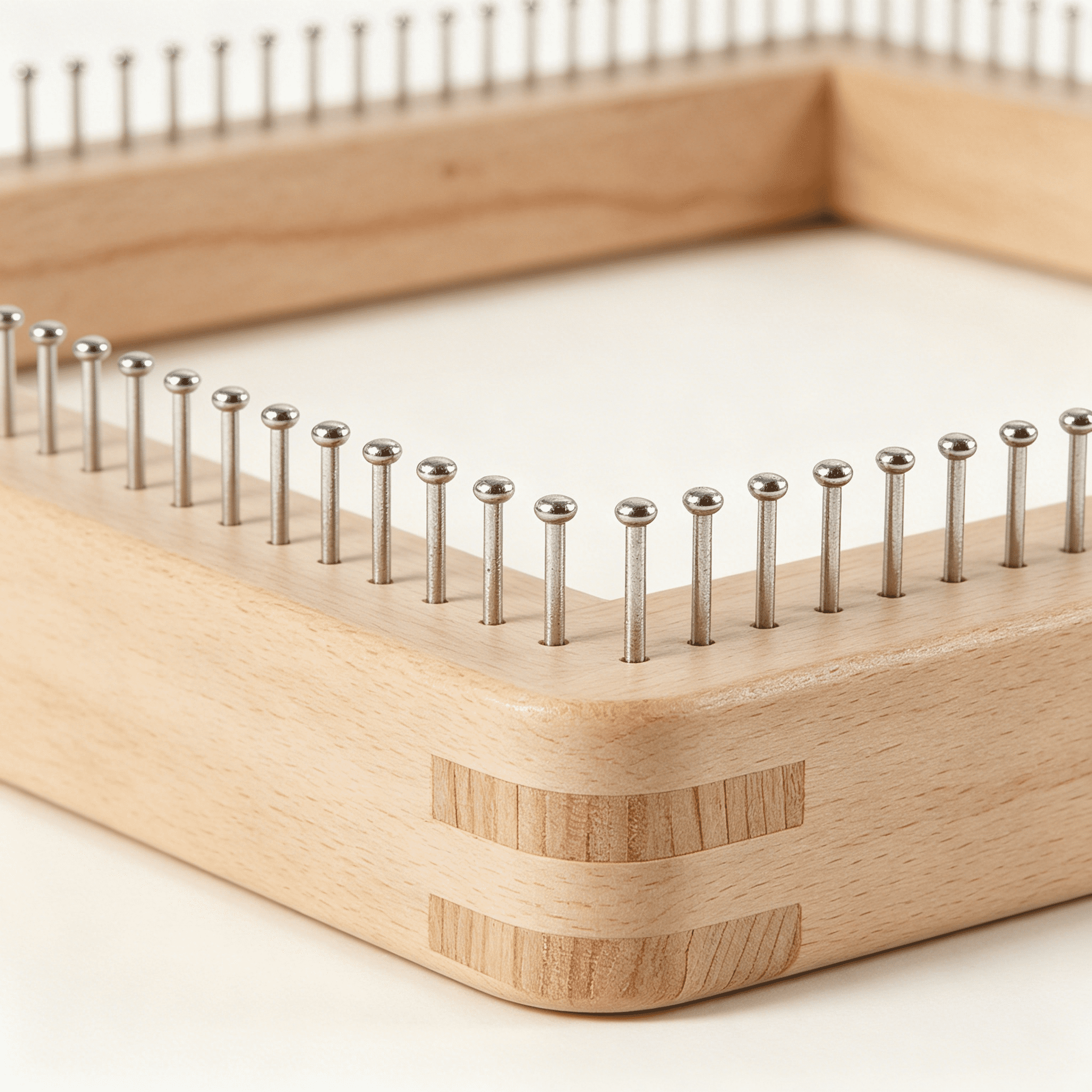 BESTSKY 2026 New Square Knitting Loom Beech Wood Knitting Board Diy Handcraft Weaving Loom with Non Detachable Hooks Multifunctional Knitting Loom Tools for Making Cushions Scarves Hats Shawls