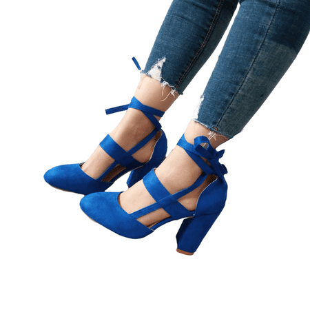 

Women Sexy Heels 3 Colors Suede Straps Thick High Heeled Shoes Summer Party Sandals