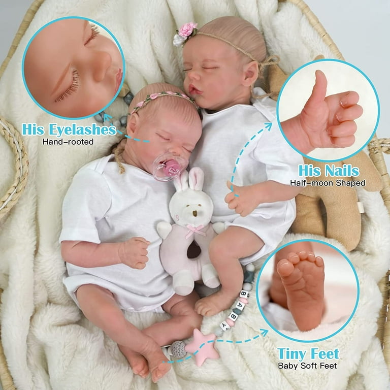 17 Inches Twin A/ B Reborn Baby Doll Kits Reborn Babies Toddler Kit,  Newborn Twins, Reborn Preemie Baby, Lifelike Reborn D