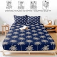 thumbnail image 5 of King Size Fitted Sheet Set - Navy Blue Palm Trees 3 Piece Bedding Sets 16" Deep Pocket Fitted Sheet with 2 Pillowcases, Tropical Summer Botanical Seaside Brushed Microfiber Hotel Luxury Bed Sheets, 5 of 9