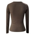 thumbnail image 4 of GJSYRH Womens Ribbed Long Sleeve T Shirts Crew Neck Fall Basic Tight Tops Fitted Casual Going Out Workout Cotton Fall Tops, 4 of 5