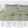 thumbnail image 3 of D.N.G. BEDDINGS 3 Piece Luxury Straight Line Pattern Comforter Set, Premium Super Soft, 800 Thread Count, 100% Egyptian Cotton, Oversized Super King Size Light Sage Solid Color, 3 of 6