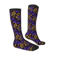 thumbnail image 3 of Picia Women Crew Soft Moisture-wicking Socks Golden Snake And Purple Rose Pattern Design Cotton Socks, One Size fit All, 3 of 9