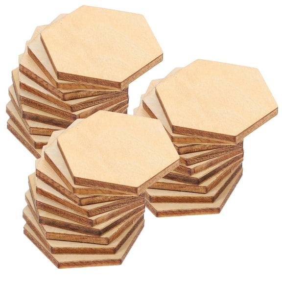 UPKOCH Hexagon Wood Cutouts Wooden Hexagonal Pieces Beech Wood 100Set