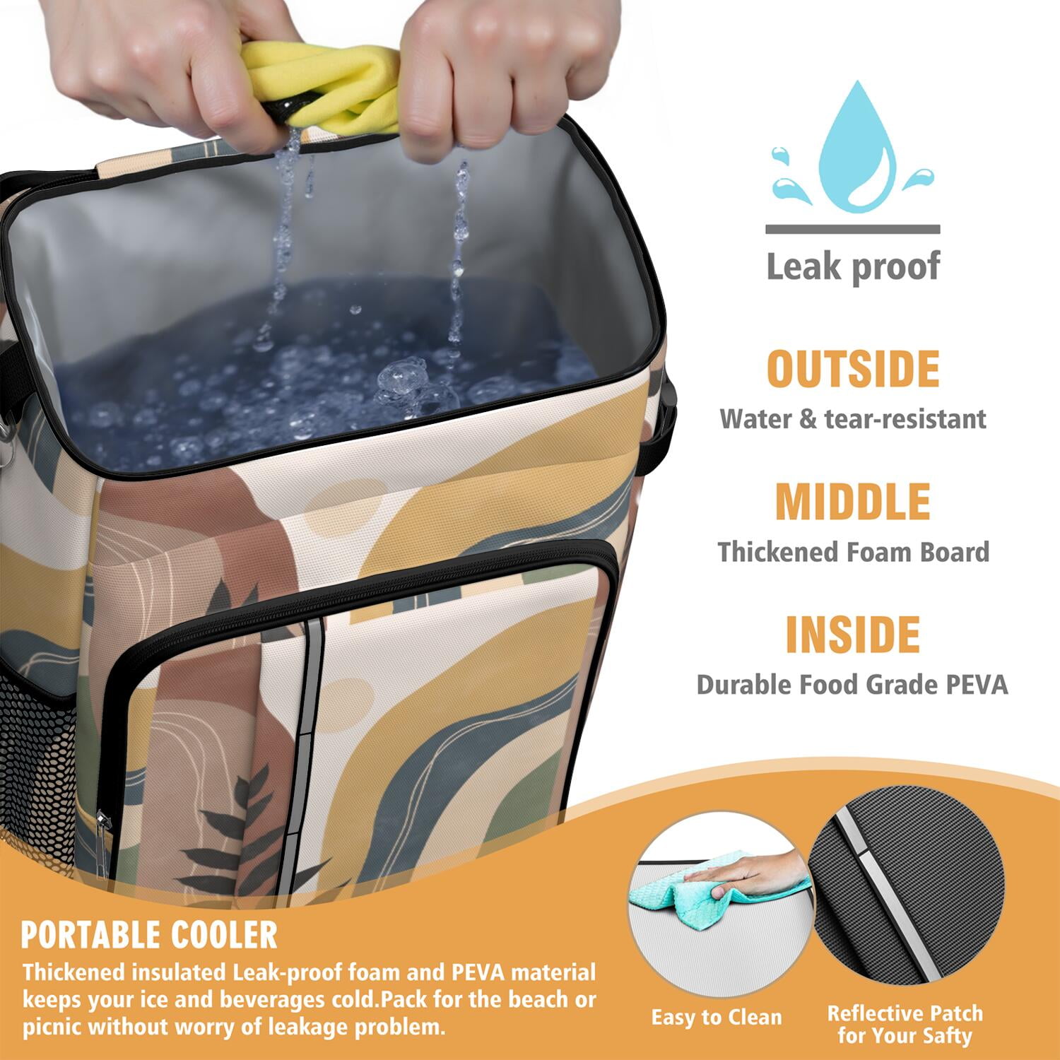 Travel Cooler Bag - Boho Bohemian Art Camping Beer Cooler Backpack with Bottle Opener- Waterproof Insulated Picnic Backpacks - Cooler Bag for Beach
