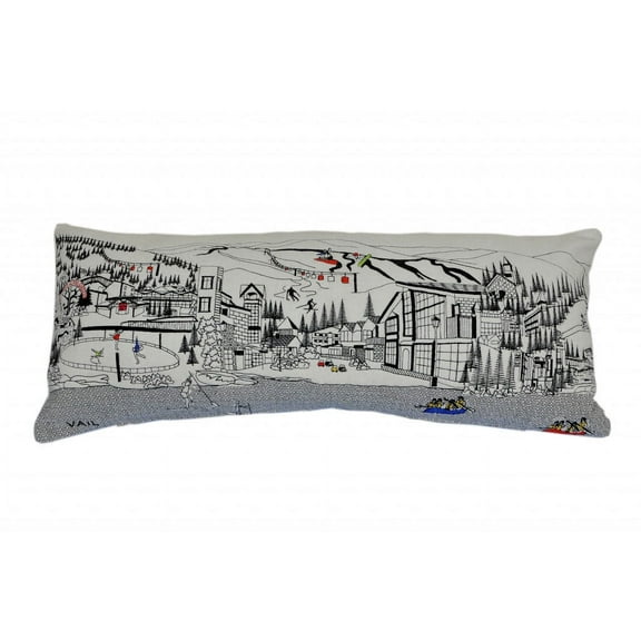 35" White Vail Daylight Skyline Lumbar Decorative Pillow