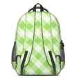 thumbnail image 3 of Green and White Checkered Pattern Backpack for School, Cute School Bag with Adjustable Shoulder Straps and Padded Back, 16.9"x12.6"x5.9", 3 of 4