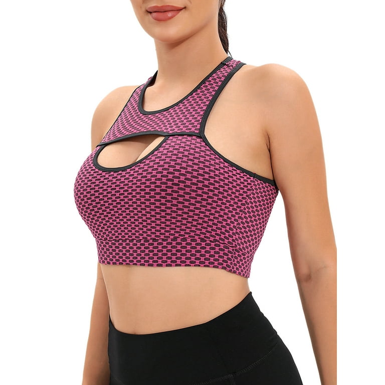 FOCUSSEXY Sports Bra for Women, Sexy Cutout Crop Workout Tops for Women  with Removable Padded Cups Training Yoga Active Bra