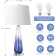 thumbnail image 3 of Set of 2 Modern Glass Table Lamps, 27.5" Navy Blue Bedside Lamps with Touch Control, 3-Way Dimmable, USB A+C Ports, White Fabric Shade for Living Room & Bedroom Decor, 3 of 7