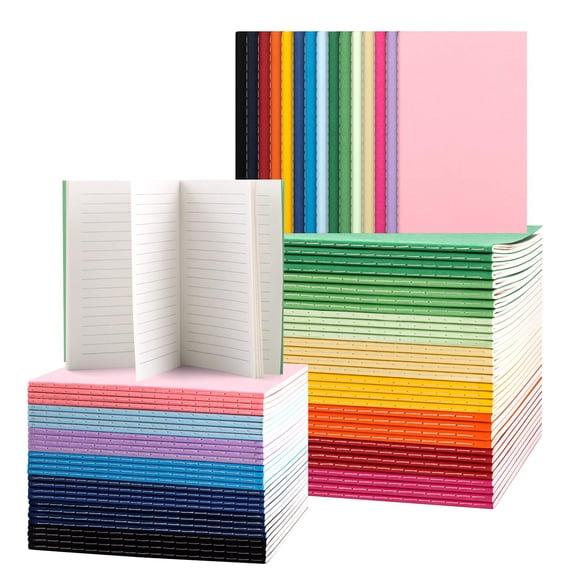 ALKALO 60 Pack Mini Pocket Colorful Lined Composition Notebooks, 30 Sheets Each