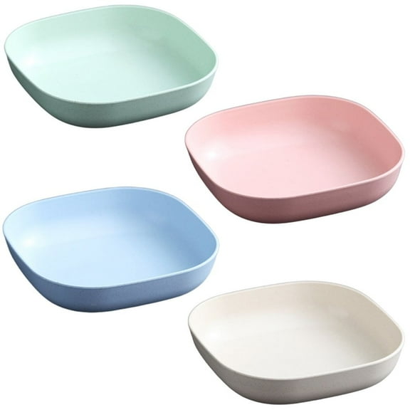 4Pcs-5.6"Lightweight Wheat Straw Plates-Degradable Lightweight Wheat Straw Plates,Unbreakable Dinner Plates, Dishwasher & Microwave Safe, BPA Free