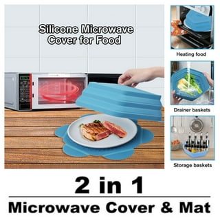 CozyKit 2Packs Collapsiable Microwave Cover (Red+Blue) BPA Free Microwave Splatter Guard Colander Strainer for Fruit Vegetables