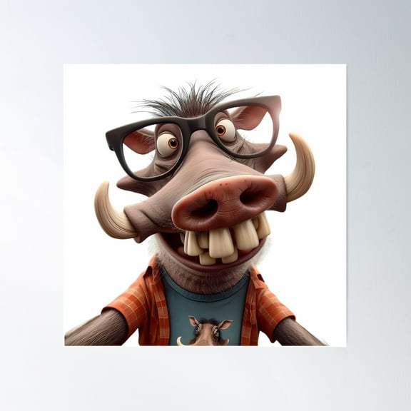 A Wild Warthog Poster Wall Art, Modern Wall Decor For Living Room Bedroom, 17x17 UNFRAMED