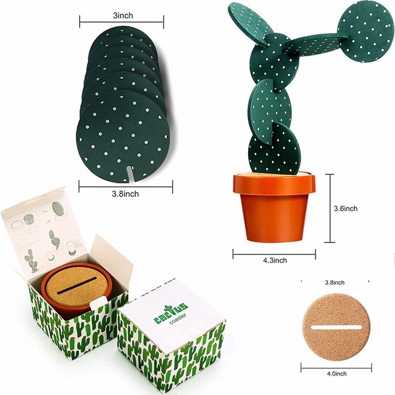 KDFWDM Cactus Coasters Set for Drinks of 6 Pieces,Drinks with Flowerpot  Holder,Funny Coasters Cactus Gift with Flowerpot Holder for Home Office Bar  Decor - Walmart.com