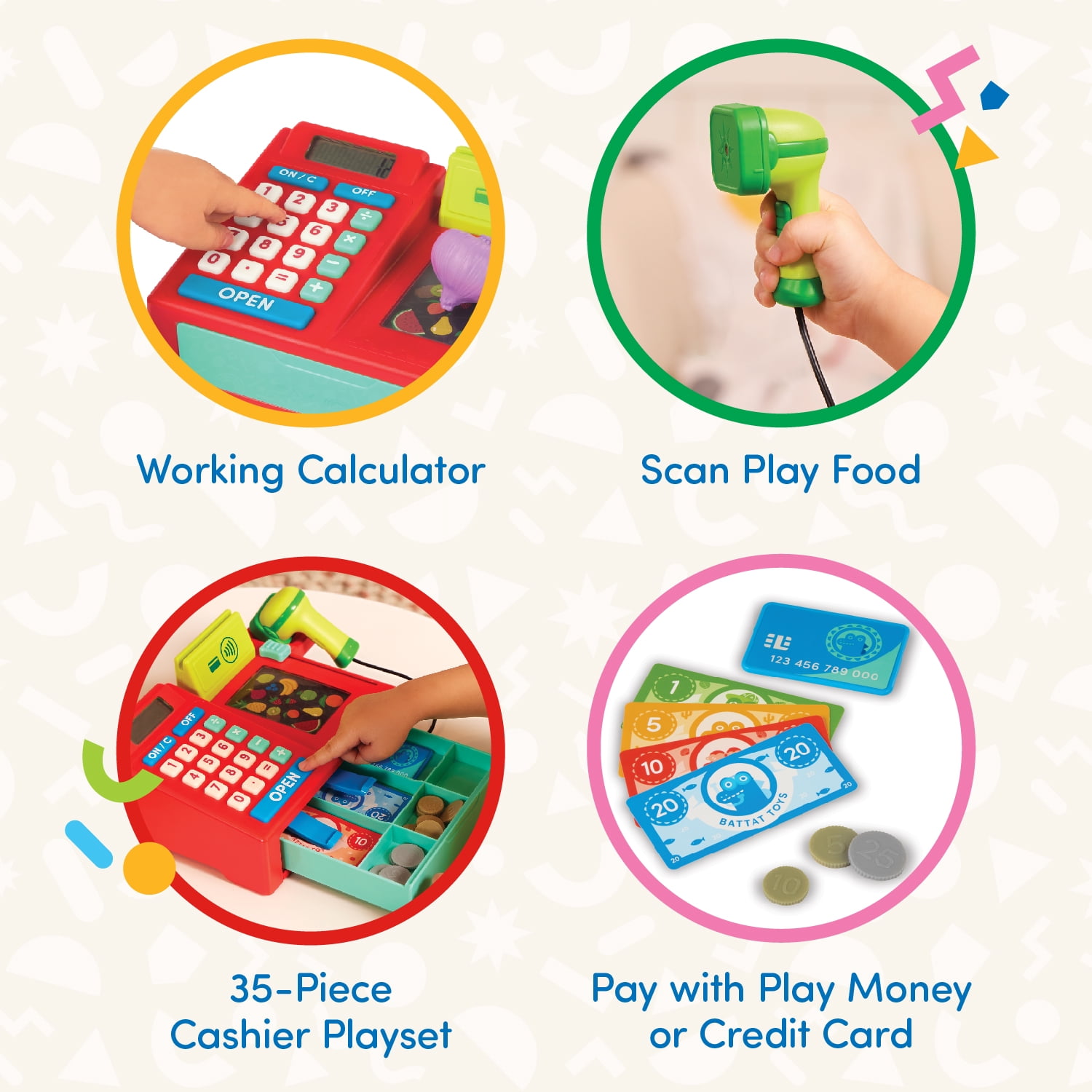 Battat Ring It Up Register Cashier Plastic Set with 35pcs Calculator, Toddler and Preschool Toys  (图4) Battat Ring It Up Register Cashier Plastic Set with 35pcs Calculator, Toddler and Preschool Toys  (图4)