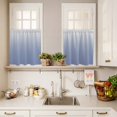thumbnail image 3 of Minimalist Blue Curtain Valances Set and Grey Gradient Kitchen Curtains 24&nbsp;inch Length Rod Pocket Valance and Tiers 3 Piece Set Small Bedroom Bathroom Laundry Decor, 3 of 9