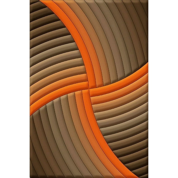 Modern Shaggy Abstract Geometric Rug for Living Room Bedroom Design Z009 (5'2"x7'5",Brown-Orange)