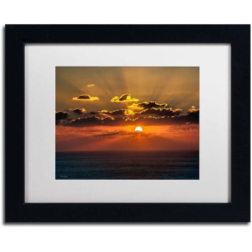 Trademark Fine Art "Mediterranean Sunset" Canvas Art by David Ayash, White Matte, Black Frame