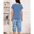 thumbnail image 4 of MyFav Women's Plus Size 2-Piece Capri Pajamas Set Short Sleeve Top Capri Pants Sleepwear,2XL, 4 of 7