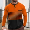 thumbnail image 2 of GuangCheng Mens Henley Shirts,Striped,Color Block,Long Sleeve,Casual,Slim Fit,Stylish T Shirts,Orange,Size XL, 2 of 6