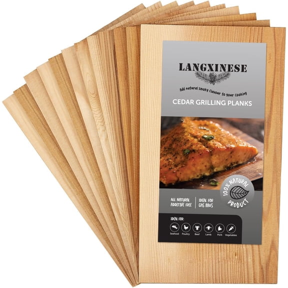 Bigger 12 PK, Cedar Planks for Grilling Salmon,11"x 5.75" Better Smoking, Add Best Smoky Flavor to Salmon, Veggies, Restaurant Quantity