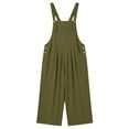 thumbnail image 6 of Wide Leg Overalls Bibs for Women Capri Length Pocket Linen Summer Casual Romper Jumpsuits Capris Pants (XL, Army Green), 6 of 6