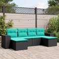 thumbnail image 1 of vidaXL 6 Piece Garden Sofa Set with Cushions Black Poly Rattan, 1 of 2