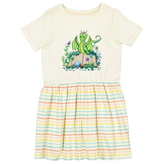 Inktastic Spring Dragon Reading Book Girls Toddler Dress