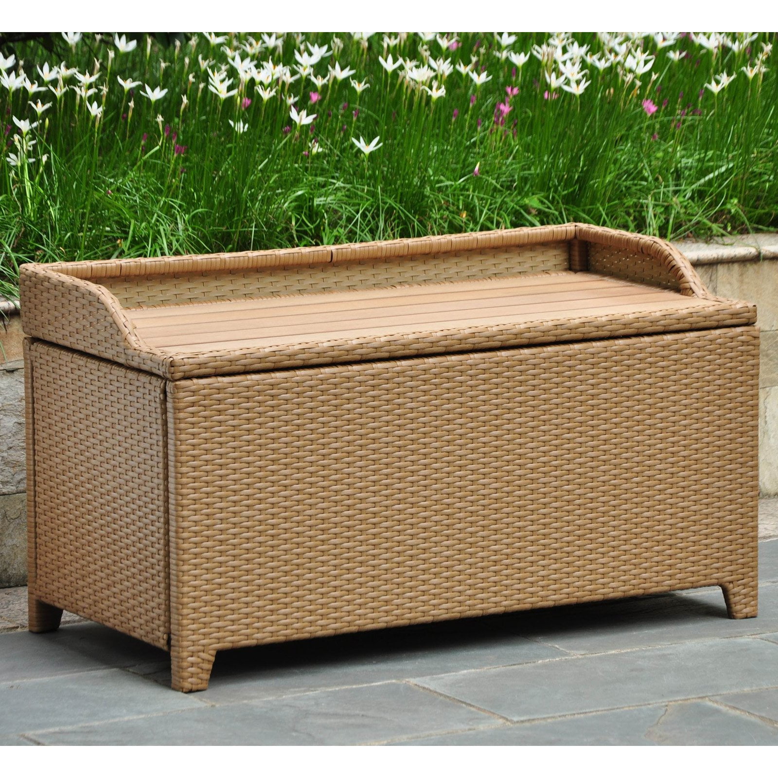 International Caravan Barcelona Patio Storage Bench In Chocolate