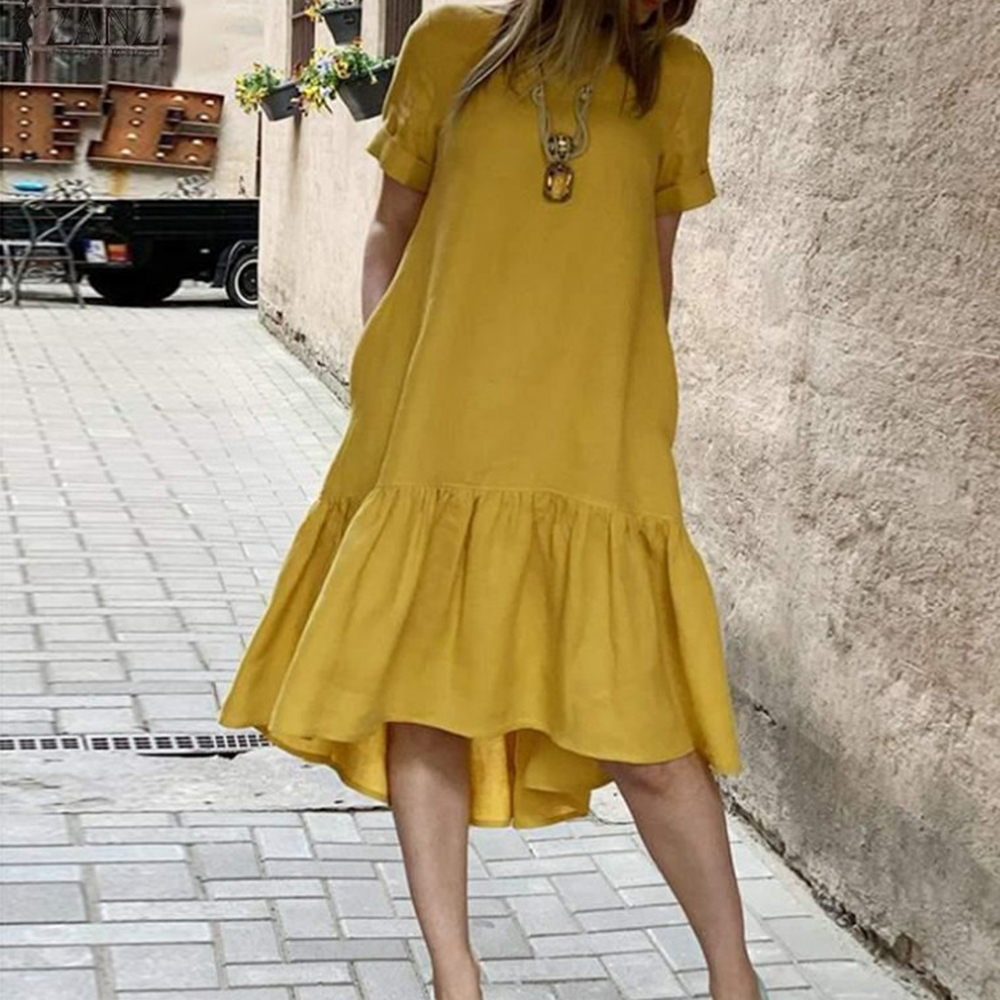 Holiday Dress for Women Mid-Calf Yellow 