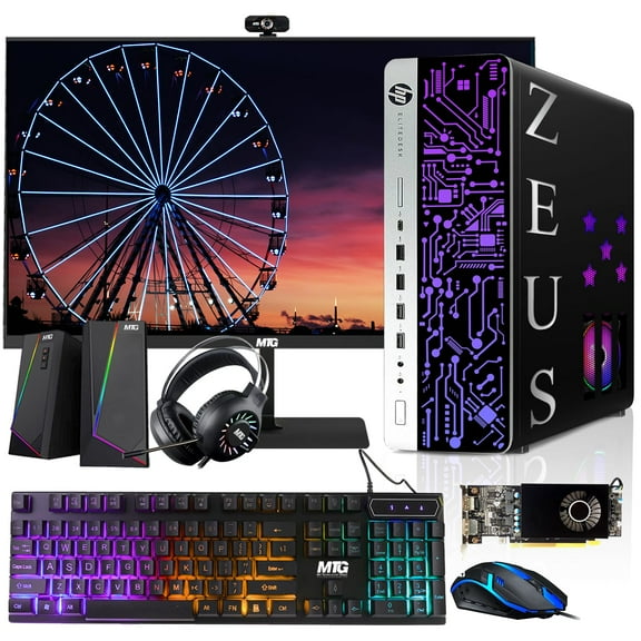 Restored HP G3 Desktop PC,Intel i5 6th Gen,RX 550,16GB RAM,256GB SSD + 2TB HDD,22 Inch Monitor,RGB Keyboard Mouse,Speaker,Headphone,Webcam,Windows 11 Pro