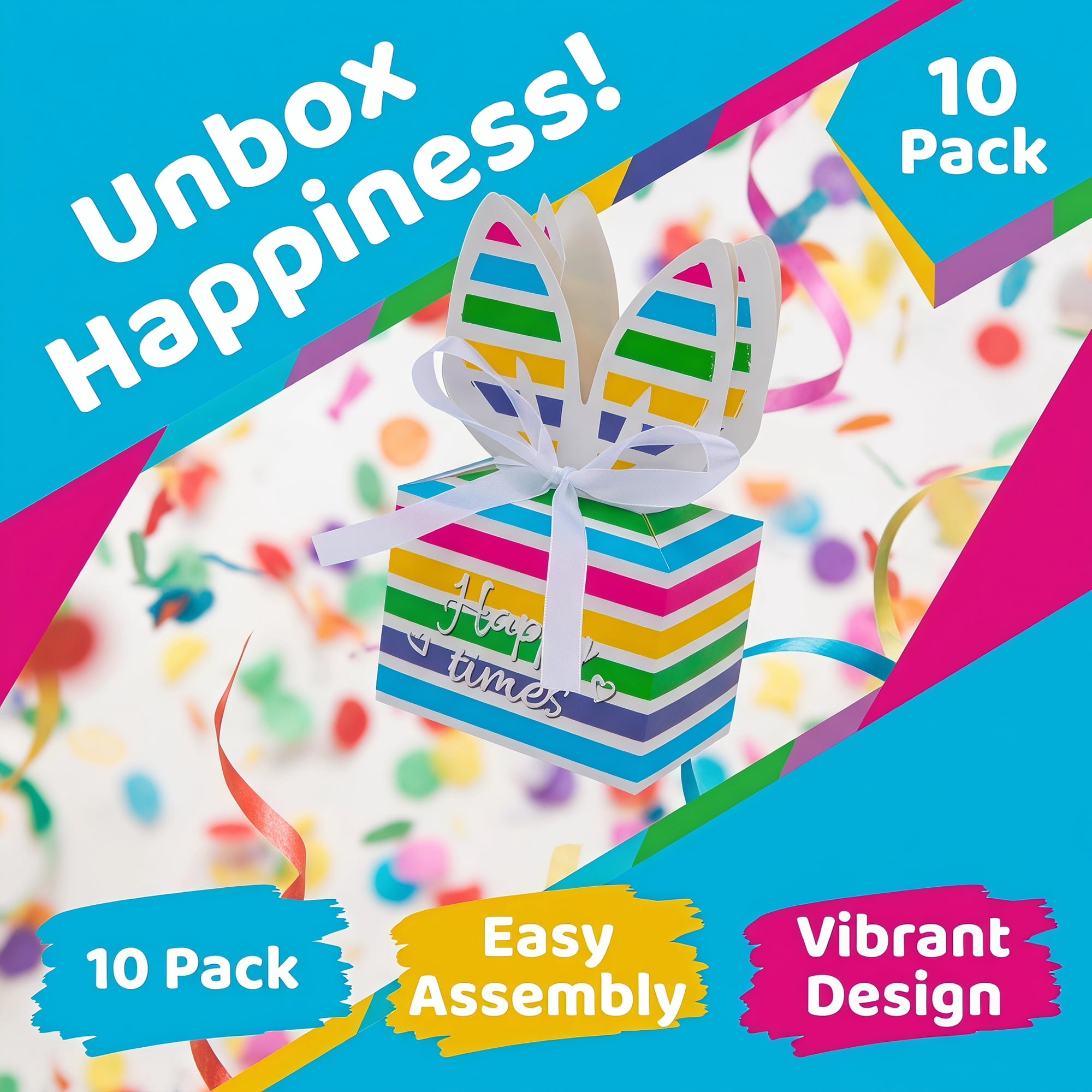 Unique Bargains 10Pcs Flat Packed Bunny Shaped Gift Boxes Multicolor 3.1"x2.2"x2.4"