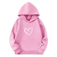 thumbnail image 2 of Eltusu Girls Valentine's Day Hoodies, Heart Graphic Pullover Loose Fit Comfy Long Sleeve Sweatshirts Pink Size 3-14 T, 2 of 4