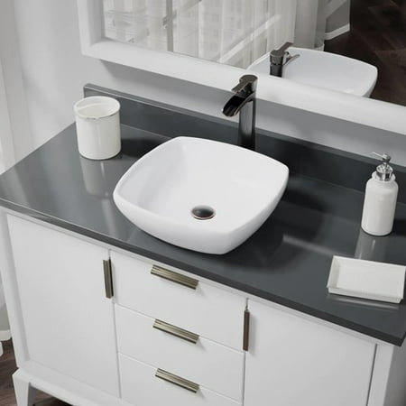 Ren By Elkay Vitreous China Rectangular Vessel Bathroom Sink With Faucet And Overflow
