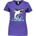 thumbnail image 3 of Inktastic Great White Shark Jumping Women's V-Neck T-Shirt, 3 of 5