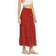 thumbnail image 4 of Women Solid Skirt Long Ruffle Layered Ladies Skirts for Summer with Elastic Waist Online, 4 of 7