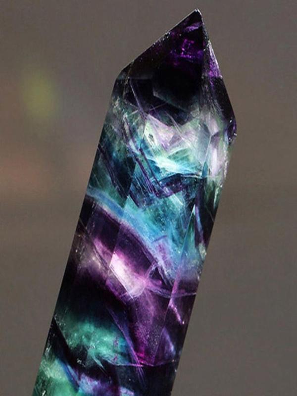 Natural Hexagonal Crystal Quartz Healing Fluorite Wand Stone Purple