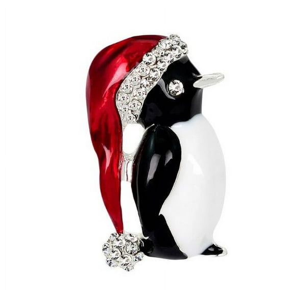 Penguin Christmas Brooch/Pin with Crystal Accents