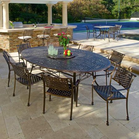 Carmel Cast Aluminum Large Oval Patio Set With 28 6 Lazy Susan Carmel Cast Aluminum Large Oval Patio Set With 28 6 Lazy Susan