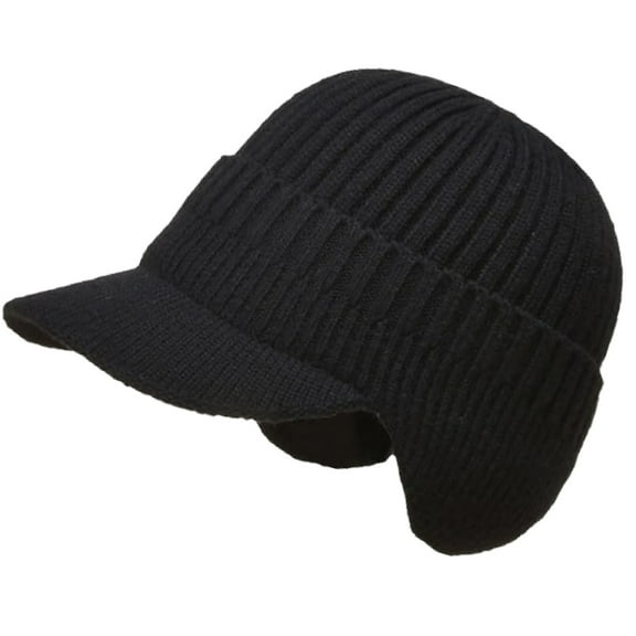 Cozy Head Beanie, A Warm Winter Beanie with A Brim and Ear Flaps, Comfortable Fit, Suitable for Most Men