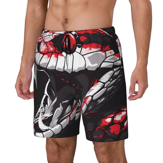 Balery Fierce Red Viper Graphic Art Bañador para hombre, shorts de playa de secado rápido con entrepierna y forro de compresión-Medium