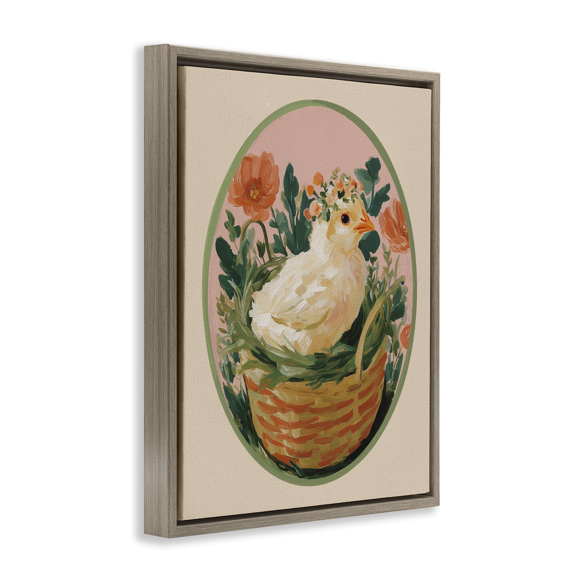 Stupell Industries Bloom Nest Chick Brown Framed Floater Canvas Wall Art, design by Yen