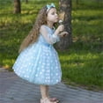 thumbnail image 2 of Aayomet Cute Dresses For Teen Girls Girls Dress Long Sleeve Pleated A Line Elastic Waist Swiss Dots Flowy Dresss,Blue 4-5 Years, 2 of 4