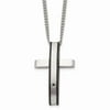 Stainless Steel Polished Black IP-plated .01ct Diamond Cross Necklace; 24 inch; for Adults and Teens; for Women and Men