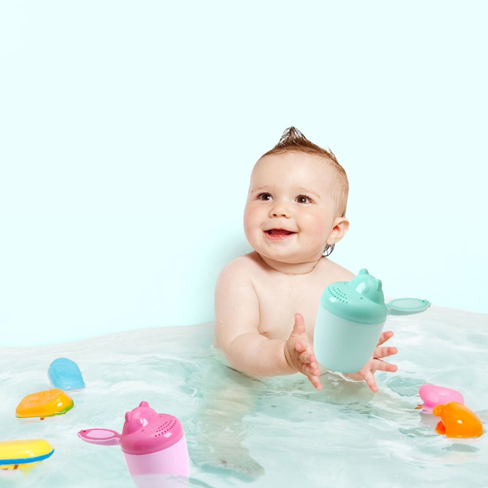 KangQi Cute Hippo Baby Bathroom Shower Shampoo Rinse Cup Hair Washing Spoon with Handle